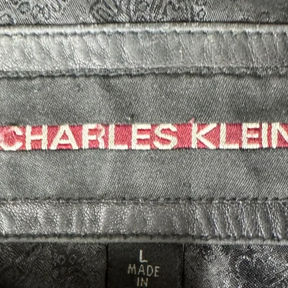 Charles Klein Moto Bomber Leather Jacket Coat Womens Sz Large Black Zip Up - Picture 7 of 8